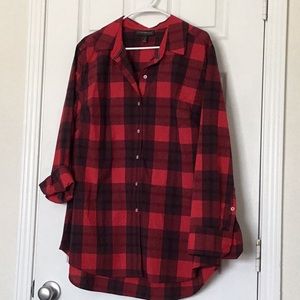 Lane Bryant plaid button top sz18